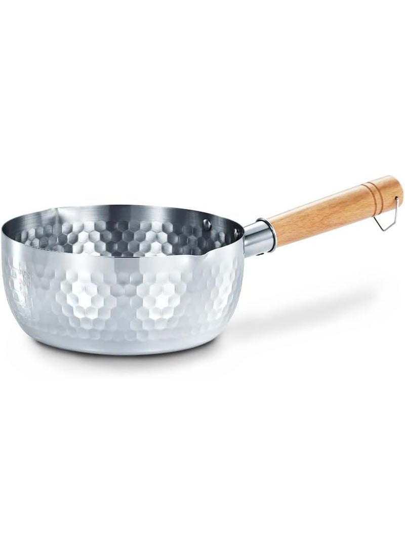 Stainless Steel Pan. Traditional Japanese Saucepan with Wood Handle. Great for Ramen, Tempura, Milk, etc - Image 1